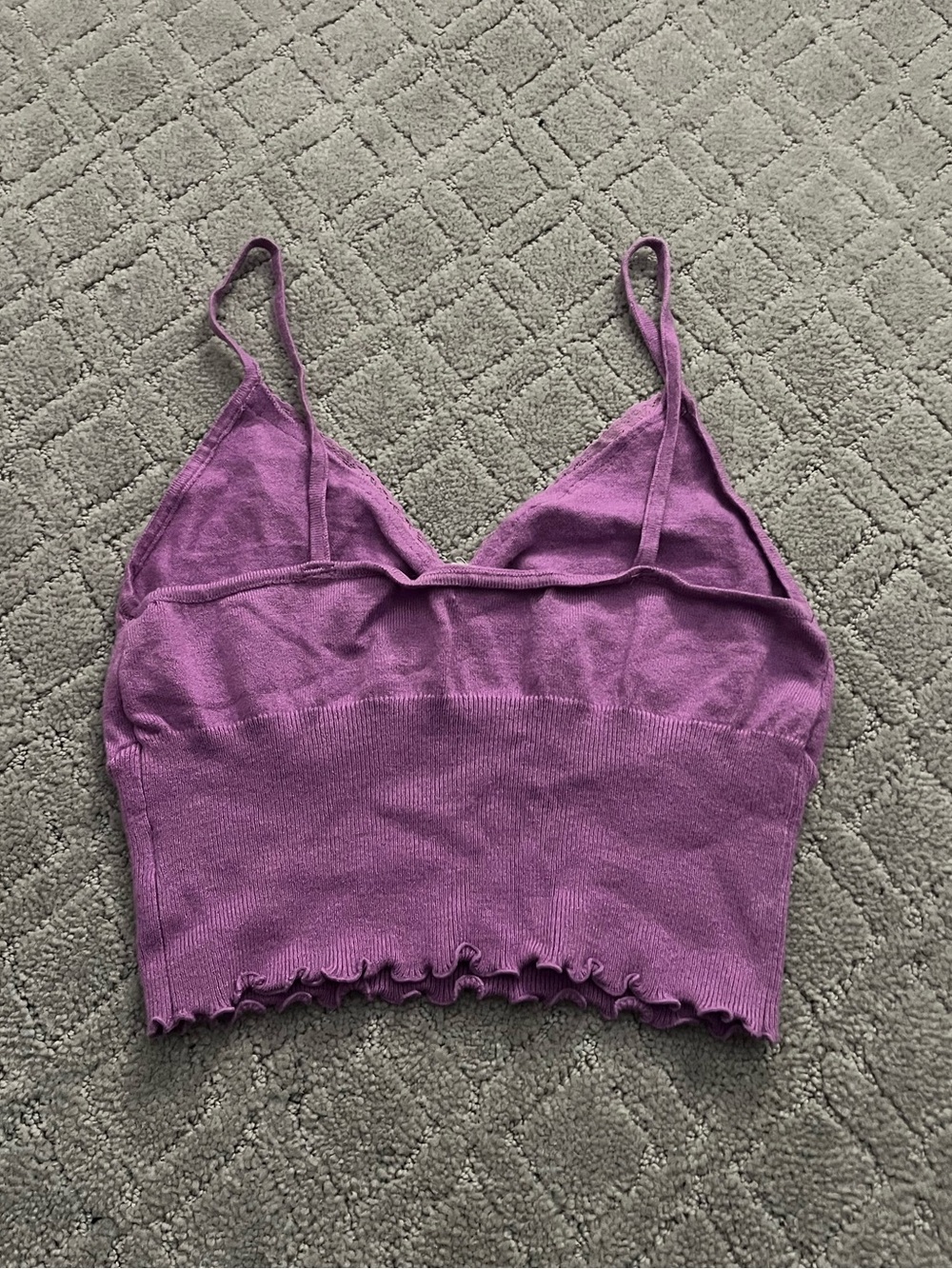 Purple Lace-Trim Cami Crop Top - Picture 3 of 6